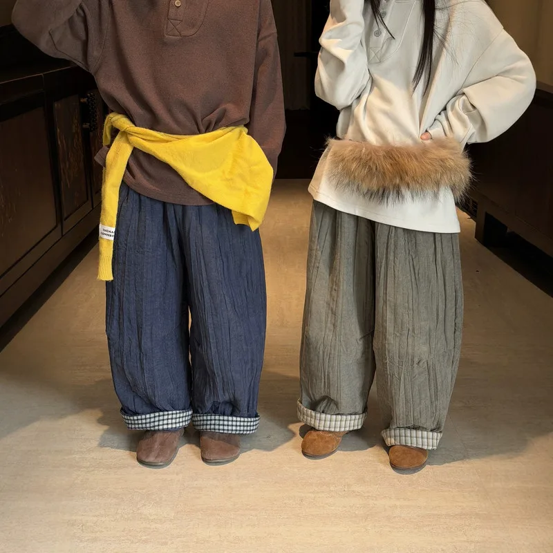 【KID】キッズプリーツしわ加工ゆったりパンツ