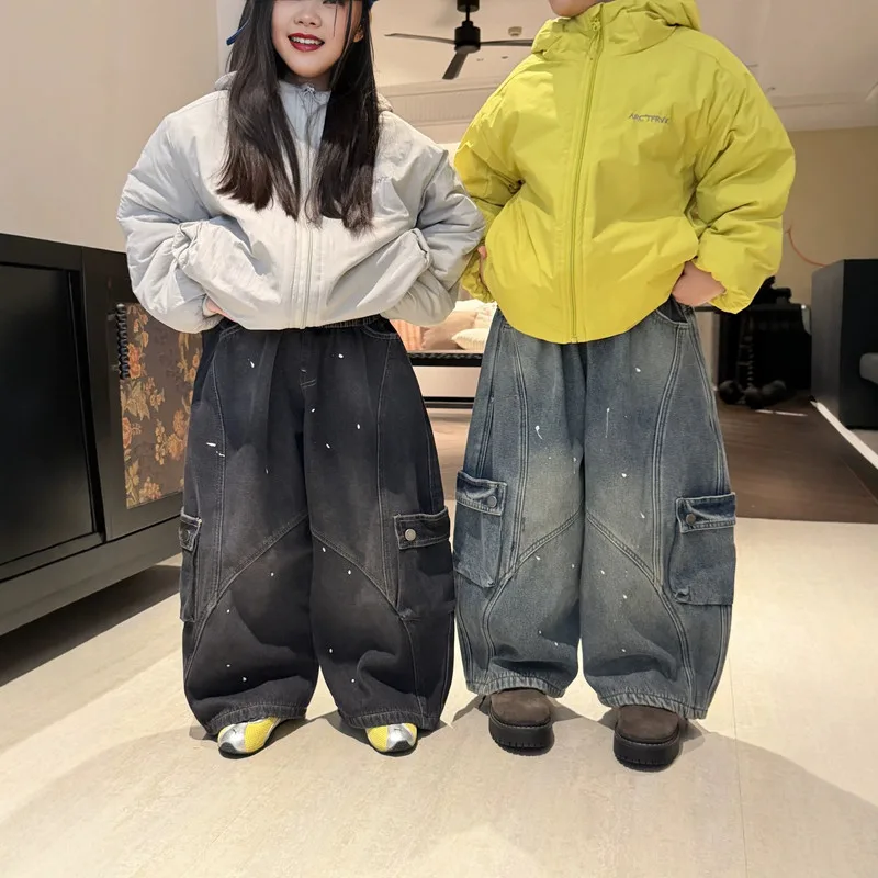 【KID】カーゴポケットバルーン裏起毛デニムパンツ