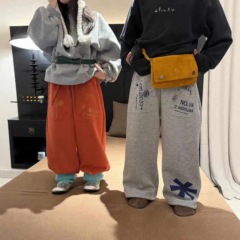 【KID】レタリングルーズフィット裏起毛パンツ