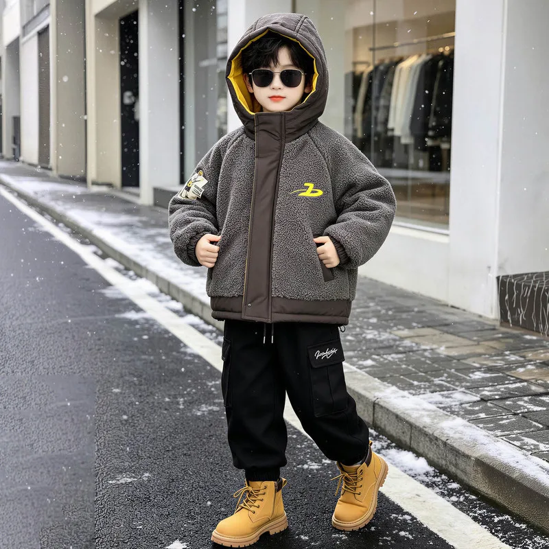 【KID】グレーボア裏起毛フードジャケット