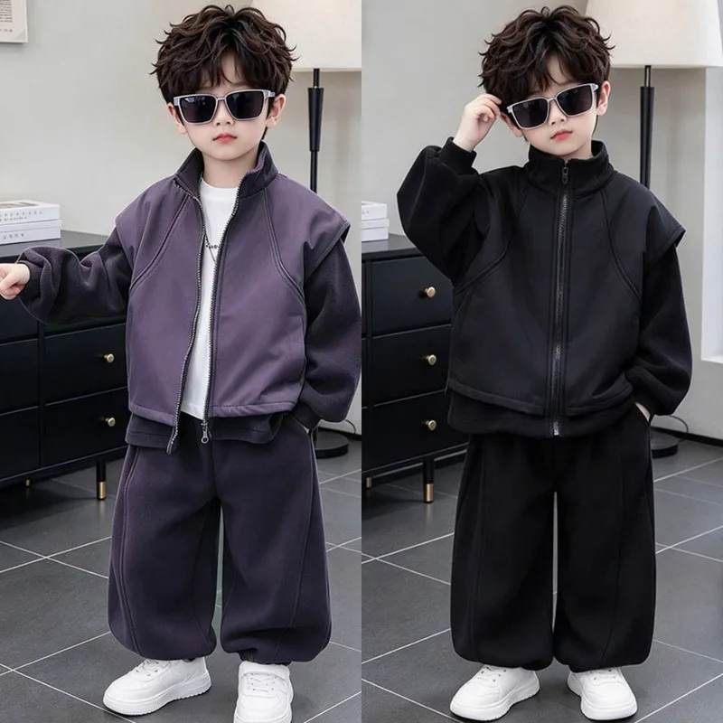 【セット】裏起毛フェイクレイヤード上下セット