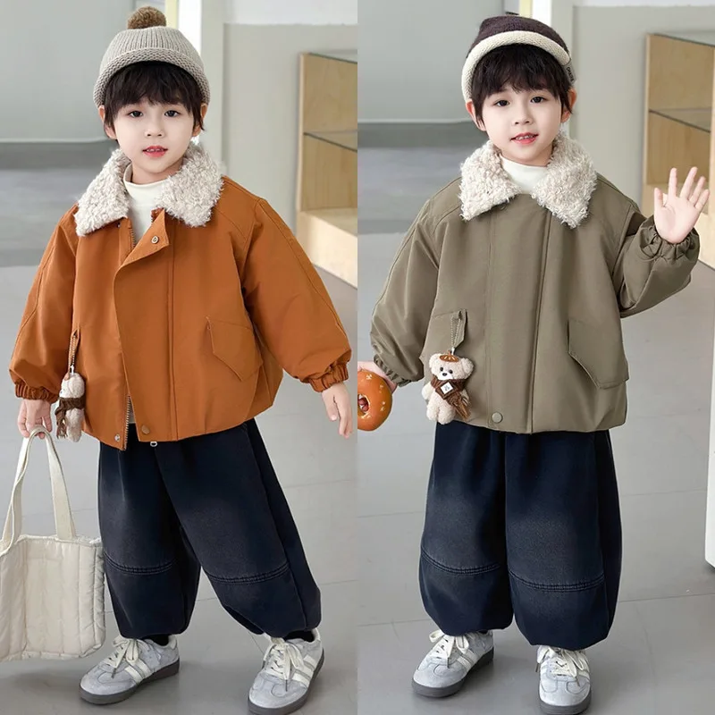 【KID】ボア襟デザイン裏起毛キッズジャケット