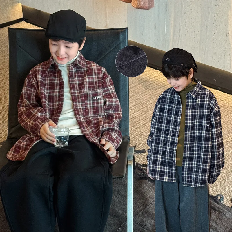 【KID】チェック柄キッズ長袖シャツ