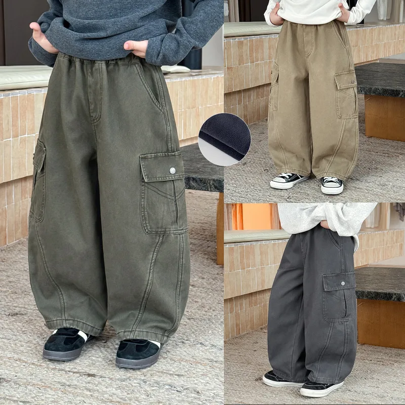 【KID】キッズ裏起毛ワイドシルエットカーゴパンツ