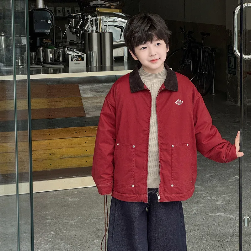 【KID】英字ロゴ配色襟中綿キッズジャケット