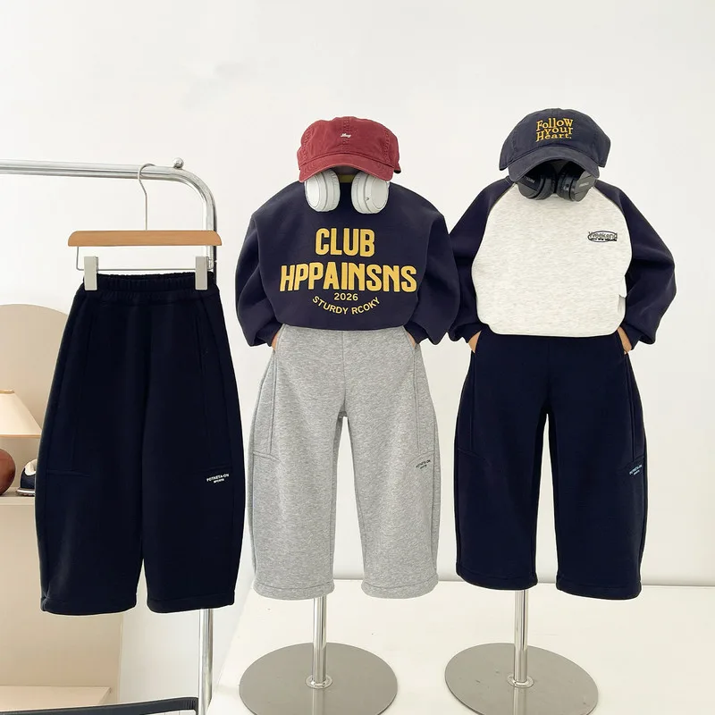 【KID】ゆったりウエストゴム裏起毛ロングパンツ