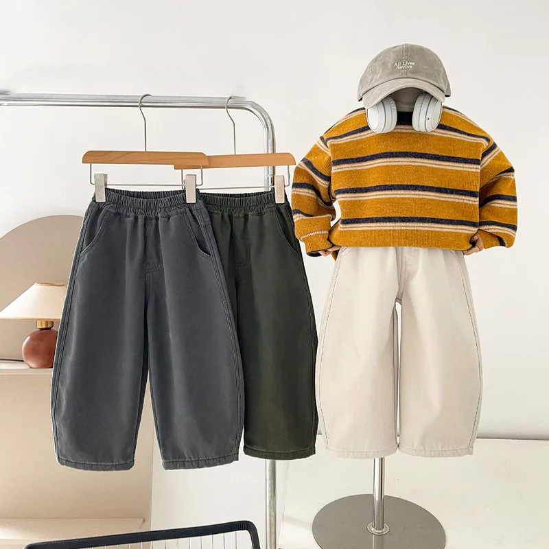【KID】裏起毛ワイドクロップドパンツ