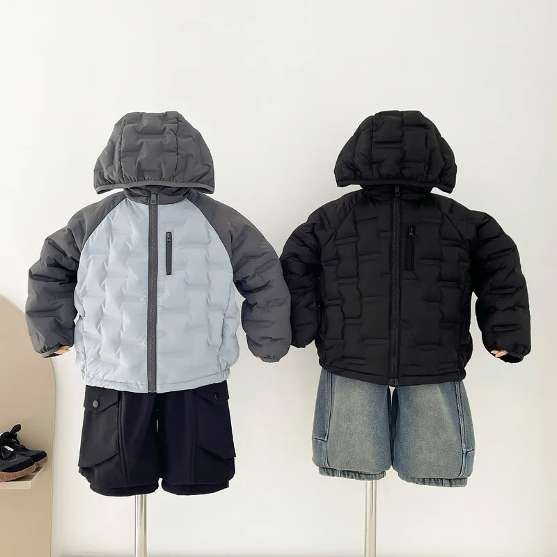 【KID】袖配色立体キルティングフードジャケット