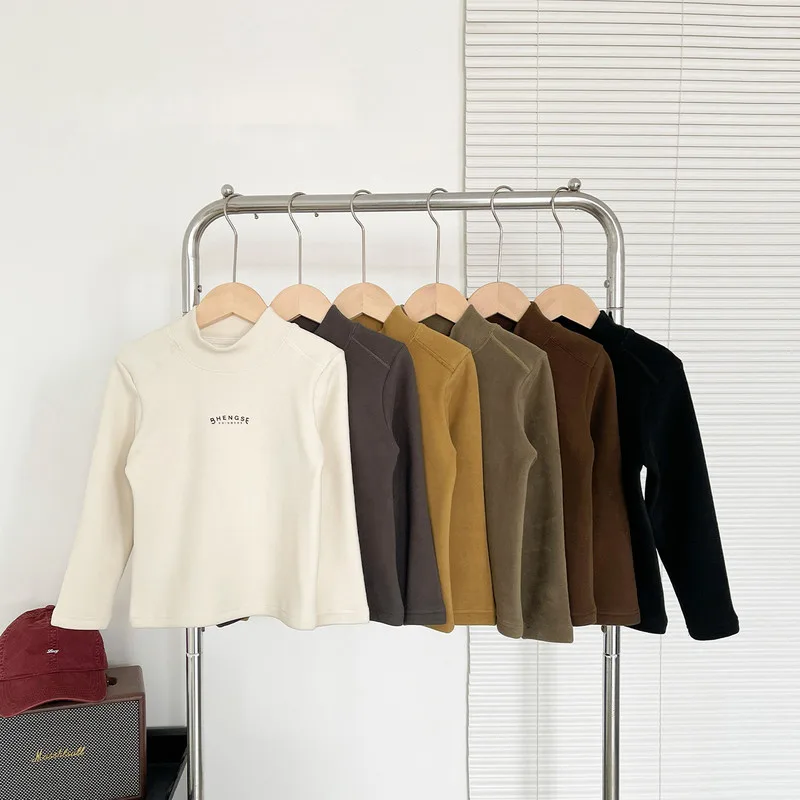 【KID】配色ネックシンボル刺繍裏起毛長袖Tシャツ