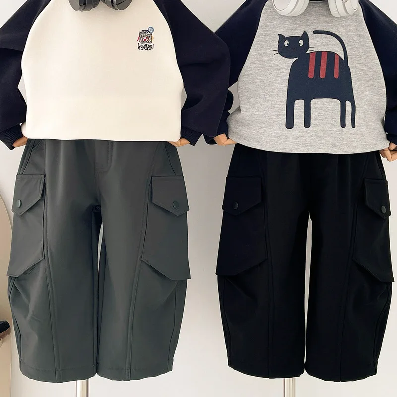 【KID】キッズ裏起毛ロングカーゴパンツ
