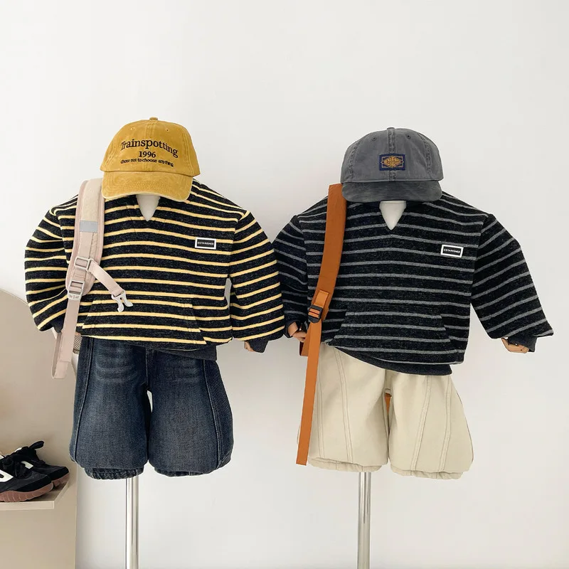 【KID】オーシャンストライプ裏起毛Tシャツ