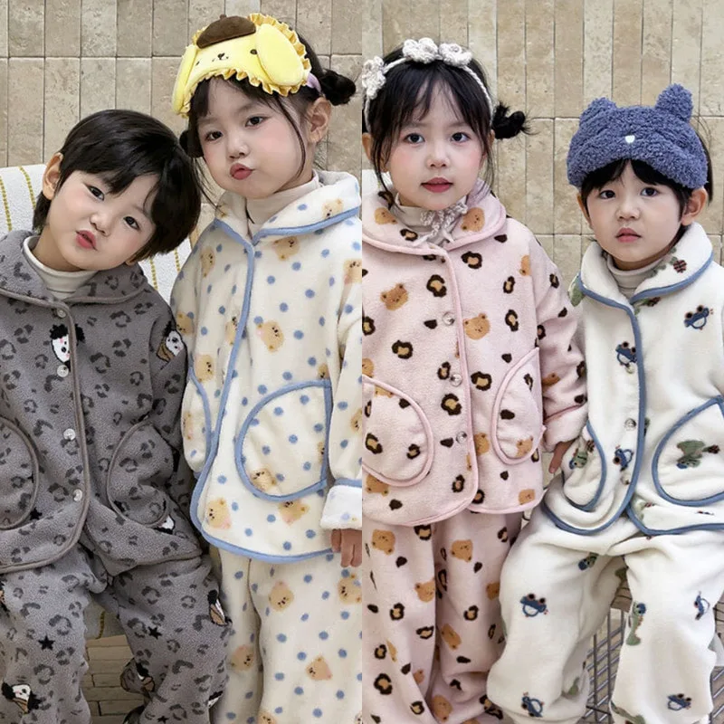 裏起毛キッズボタンルームウェア上下セット