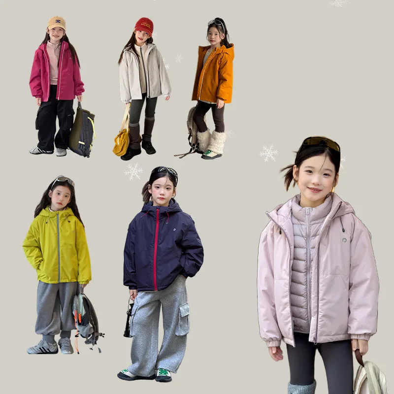 【KID】リボン裾シャーリングフードアウター