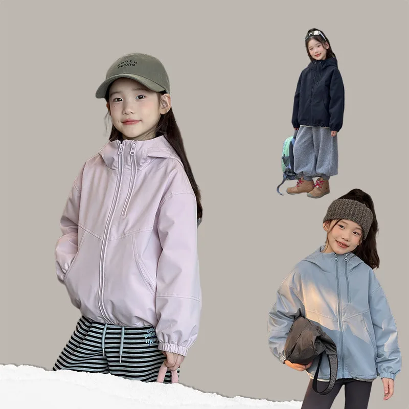 【KID】ハイネック切替デザイン裏起毛フードジャケット