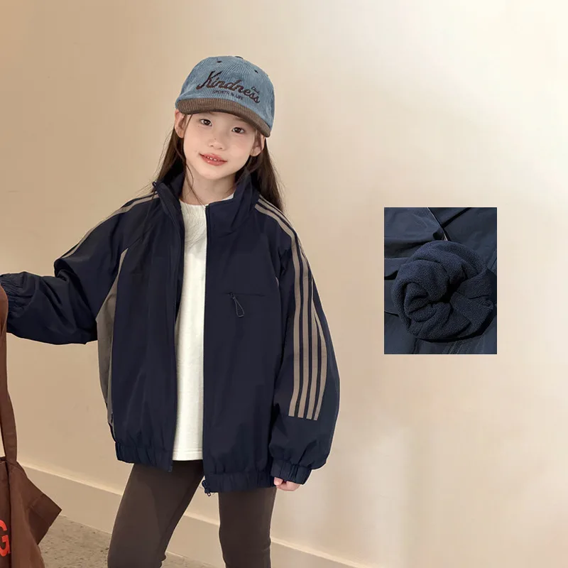 【KID】袖三本ライン裏起毛ジップアップジャケット