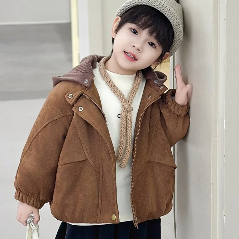 【KID】ブラウン裏起毛フード付きキッズジャケット
