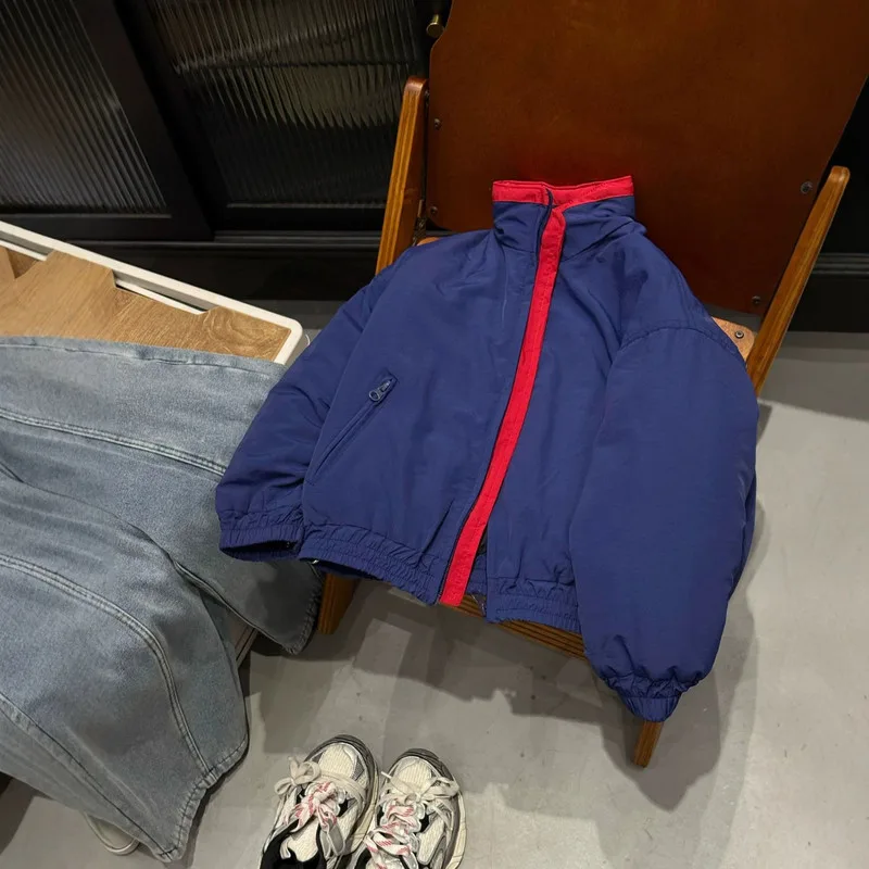 【KID】スクール配色ハイネックボリュームジャケット