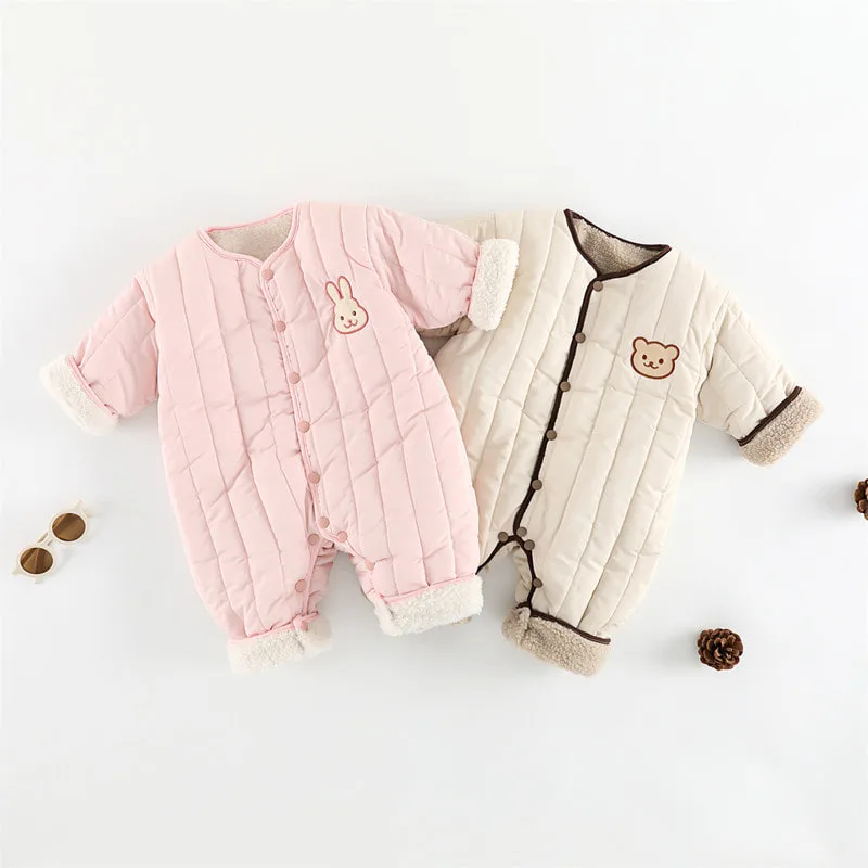 【BABY】縦キルトリバーシブルベビーロンパース