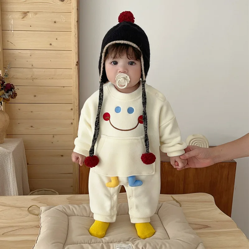 【BABY】リズムメロディスマイル裏起毛ロンパース