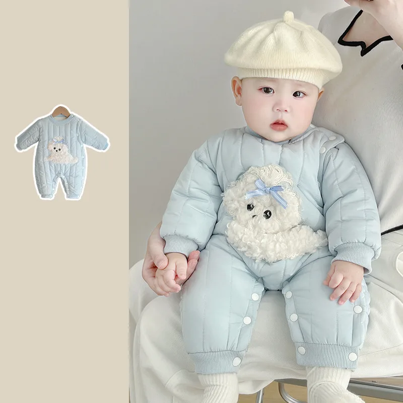 【BABY】もこもこ子犬モチーフベビーロンパース