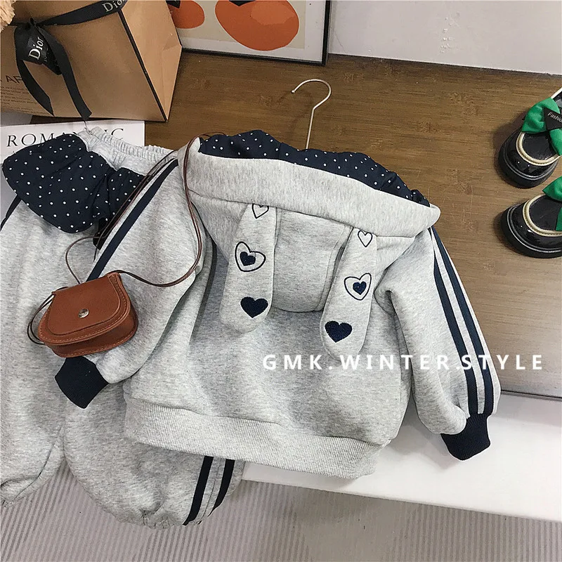 【セット】ハートモチーフ裏起毛ジップパーカーセットアップ