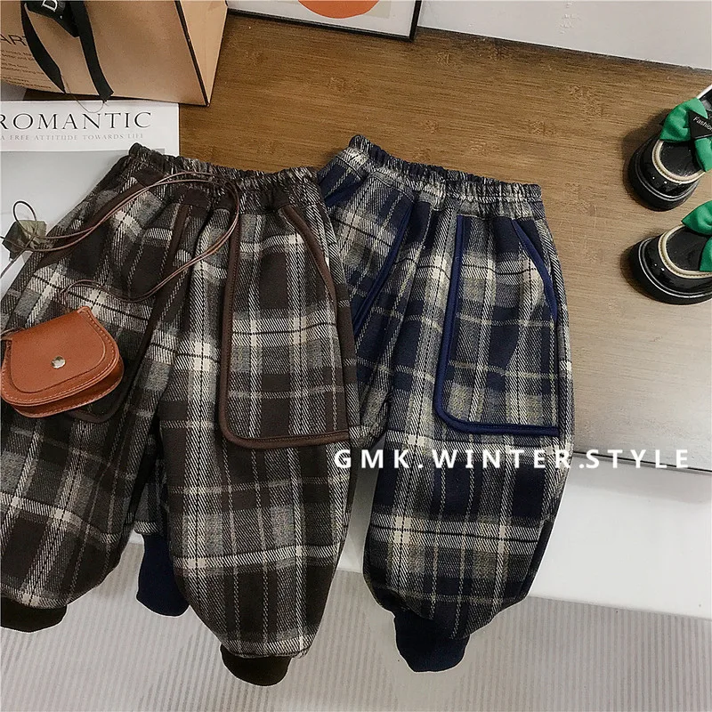 【KID】どんぐりチェック裏起毛キッズパンツ