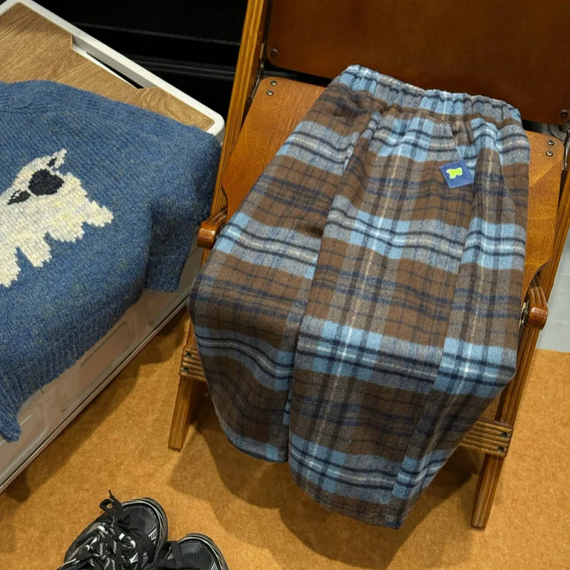 【KID】秋色チェック柄ウエストゴム裏起毛パンツ