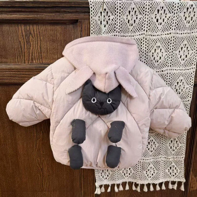 【KID】ピンク立体ねこ飾りラウンドシルエットジャケット