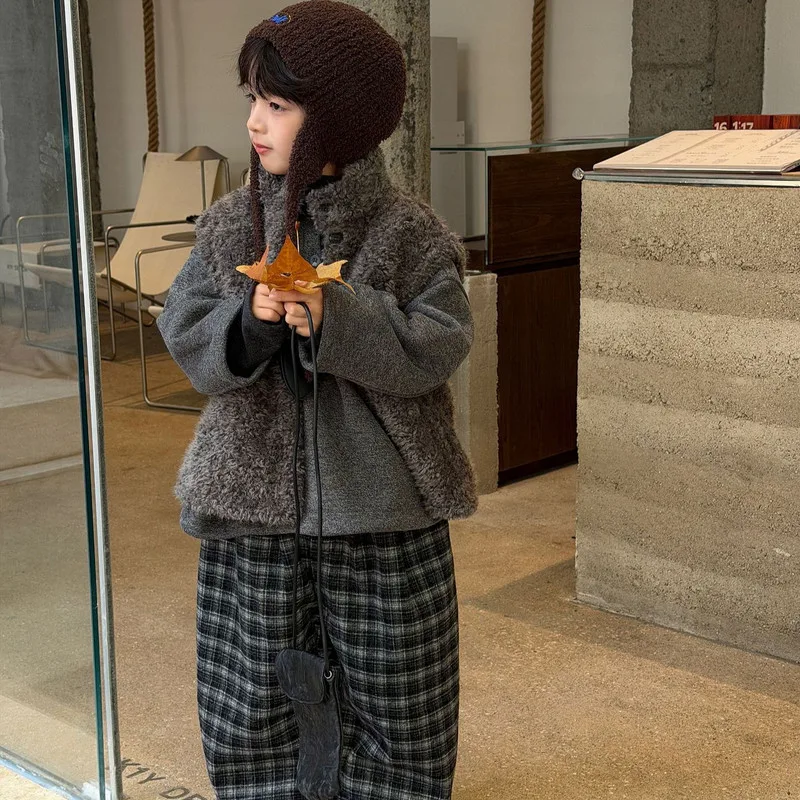 【KID】グレートーンファーポイント起毛ベスト