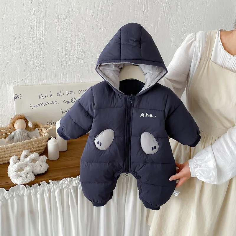 【BABY】ピーナッツモチーフ中綿フードロンパース