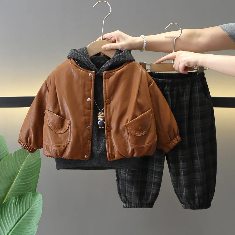 【セット】ボタンポケットジャケット＋トップス＋パンツ3点セット