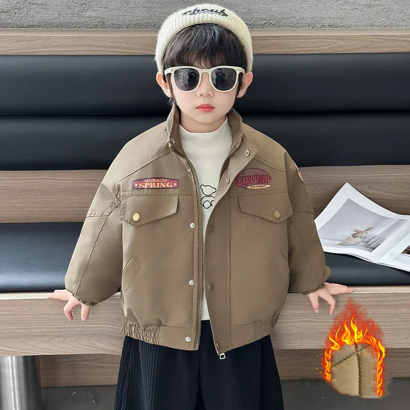 【KID】ブラウン配色切替デザインジャケット