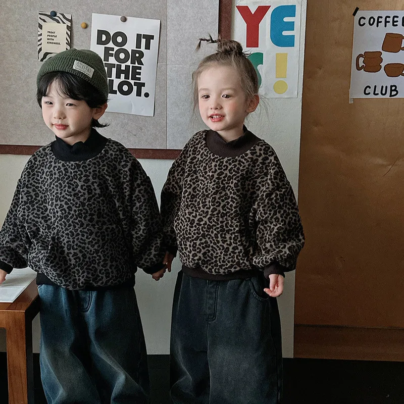 【KID】レオパード柄裏起毛キッズトレーナー