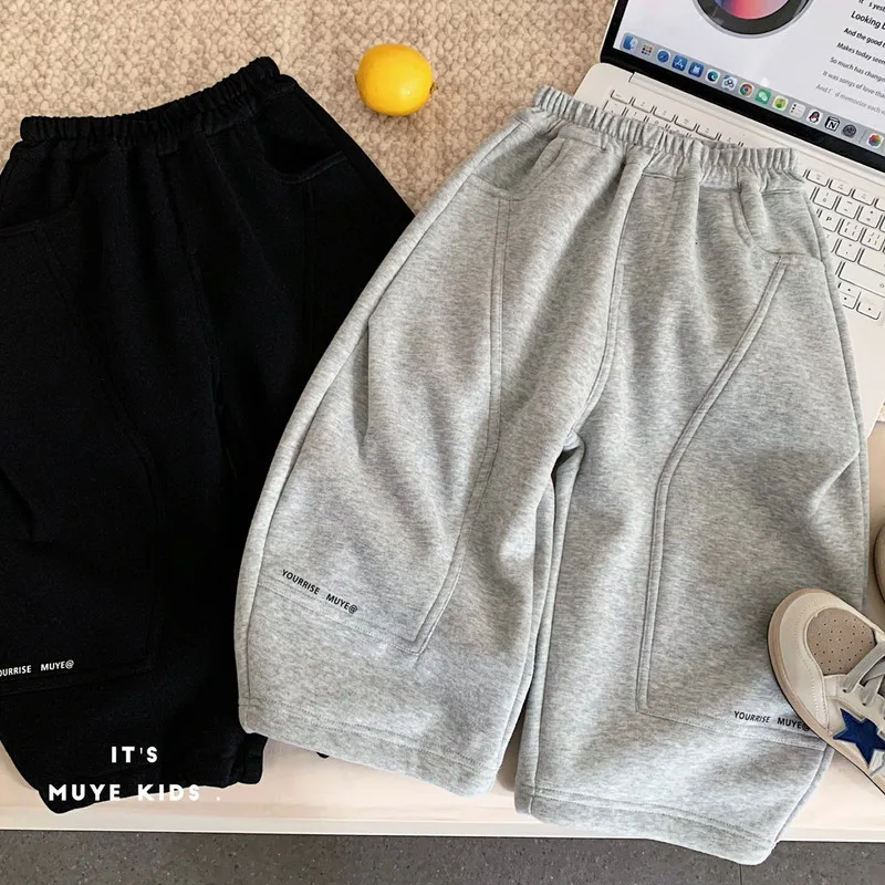 【KID】英字デザイン裏起毛キッズスウェットパンツ