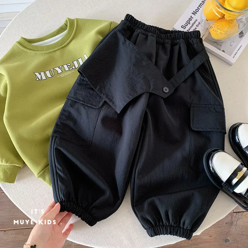 【KID】裏起毛キッズカーゴロングパンツ