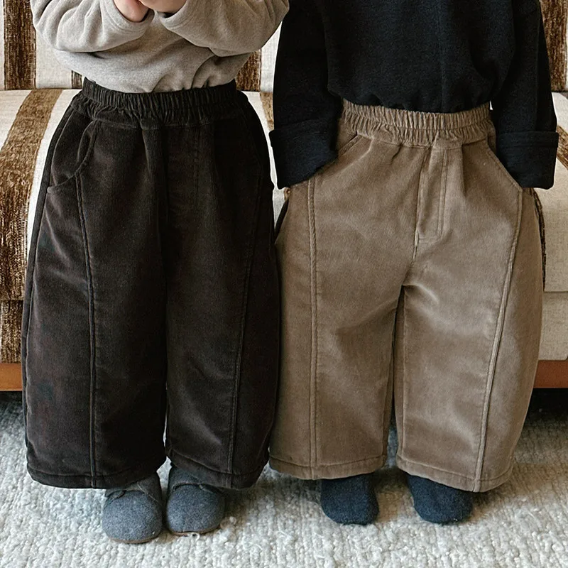 【KID】ウエストゴム裏起毛コーデュロイワイドパンツ