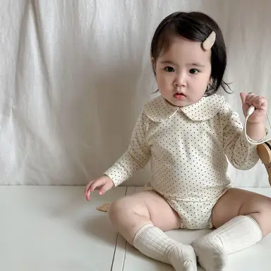 アイボリードット柄ボディスーツ