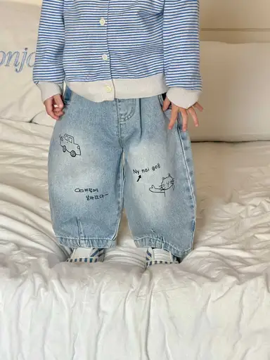 ブルー（デニムパンツ付き）