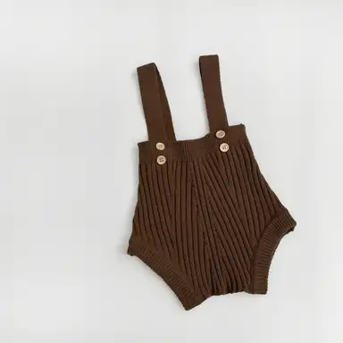 ダークブラウンサロペットロンパース