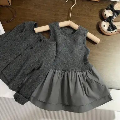 グレー カーディガン＋トップスセット