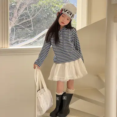 ブルー ストライプ トップス