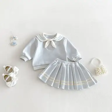 ブルー トップス＋スカートセット