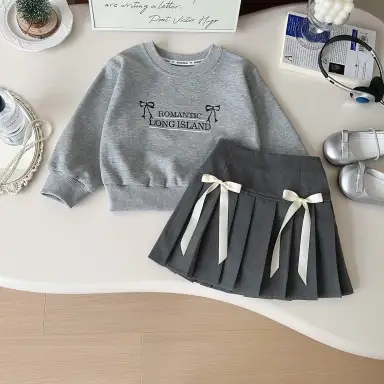 グレー トップス＋スカートセット