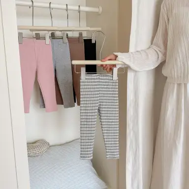 グレー ストライプ レギンス