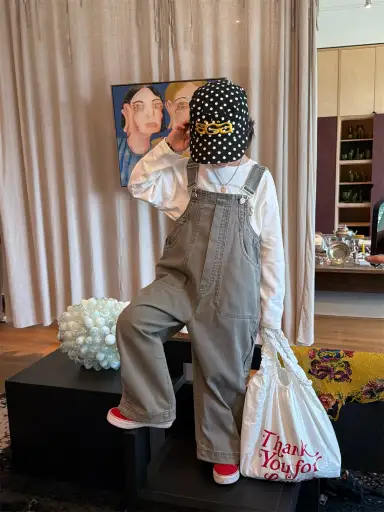 グレーサロペットパンツ