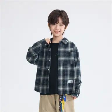 ネイビー チェック シャツ