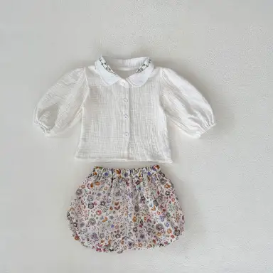 アイボリー トップス＋ショートパンツセット