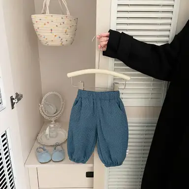 ブルードット柄パンツ