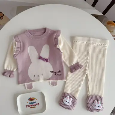 パープル トップス＋レギンスセット