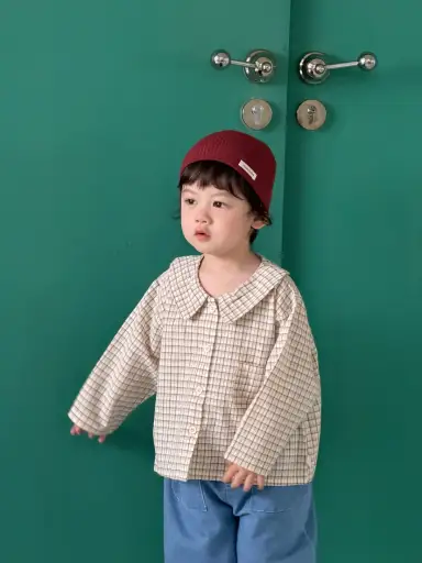 ベージュ チェック シャツ